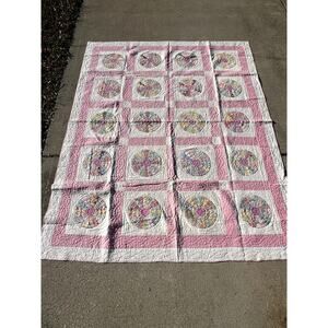 Mabel's 1945 Pink & White Dresden Plate Feedsack Floral Quilt